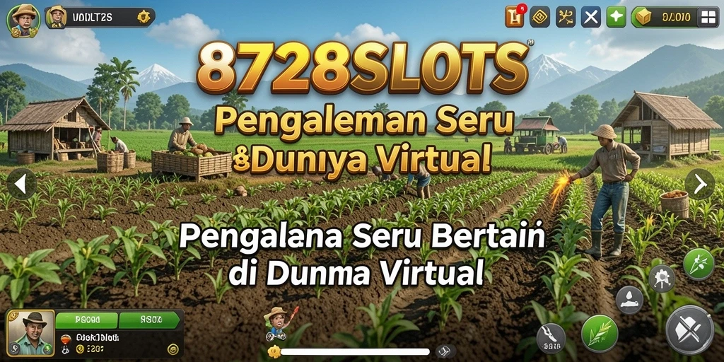 Tampilan gameplay menarik dalam 8728SLOTS dengan berbagai tanaman dan hewan.