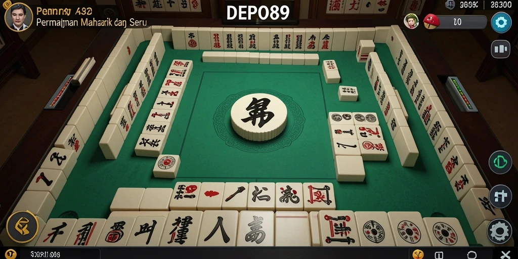 Screenshot gameplay DEPO89 menampilkan pertandingan Mahjong yang seru.