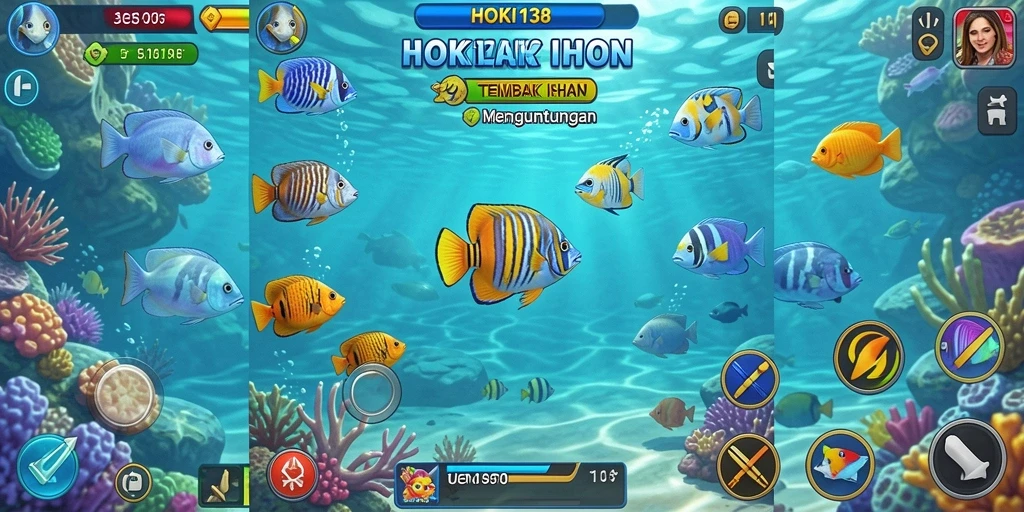 Tampilan gameplay HOKI138 dengan aksi menembak ikan yang intens.