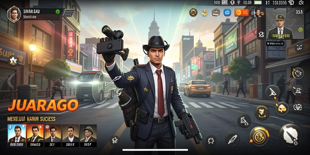 Screenshot gameplay JUARAGO menampilkan suasana simulasi karir yang mendalam.