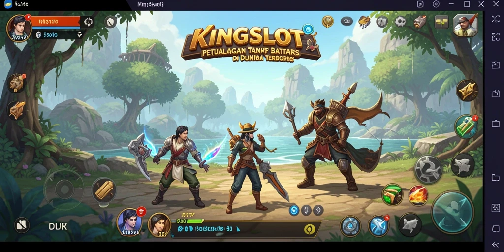Tampilan gameplay KINGSLOT di dunia terbuka yang luas.