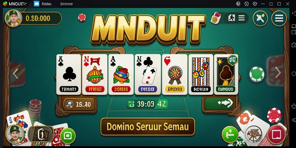 Tampilan gameplay seru dalam MNDUIT saat bermain domino.
