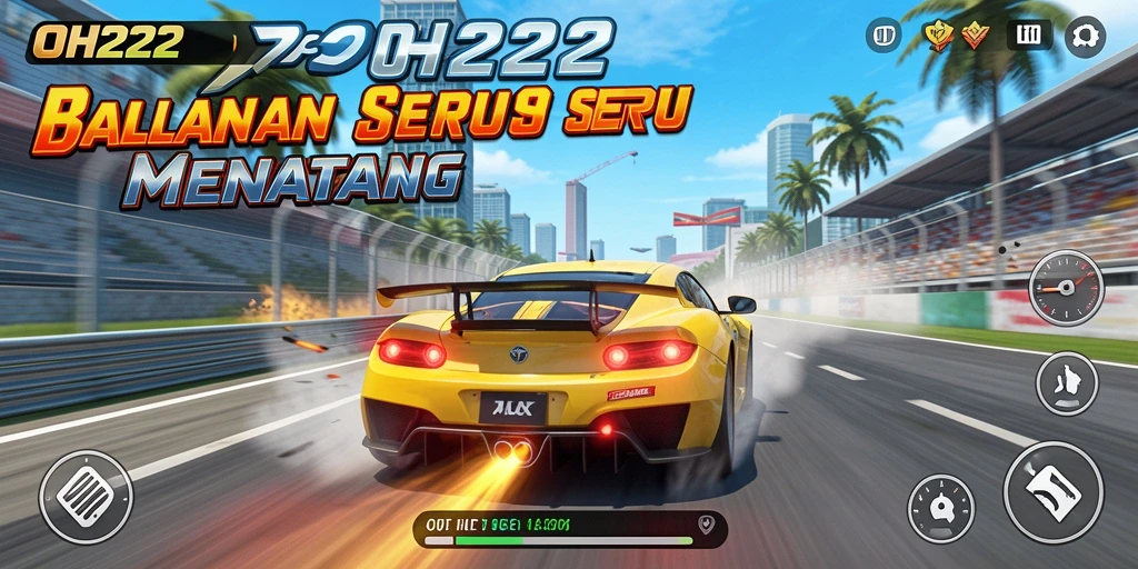 Gameplay balapan OH222 yang mendebarkan dan menantang.