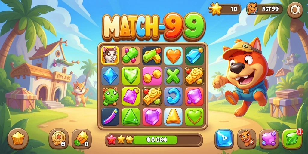 Tampilan gameplay RT99 dengan warna mencolok dan kombinasi unik.