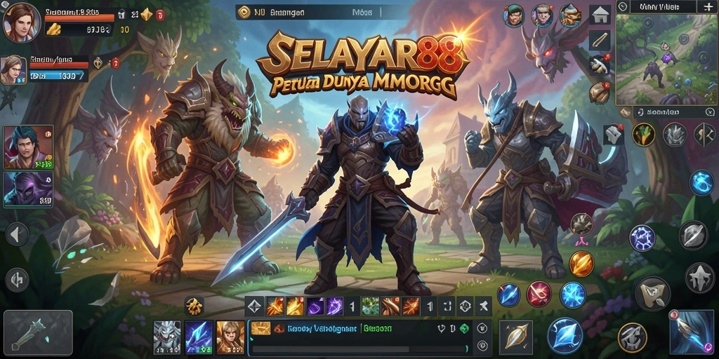 Tampilan gameplay <strong>SELAYAR88</strong> menunjukkan pertarungan epik di dunia fantasi.