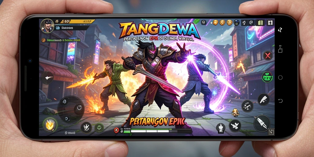 Screenshot gameplay TANGANDEWA yang menampilkan aksi bertarung yang intens.